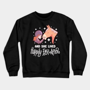 and she lived happily ever after - Cute Horse Girl Crewneck Sweatshirt